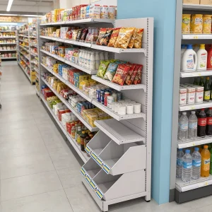 Factory Customized Metallic Light Duty Cold Rolled Steel Single Sided Display Rack Epoxy Powder Coating Freestanding Quick