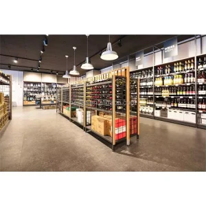 Factory Customized Supermarket Gondola Shelving Wine Store Shelves Retail Display Rack