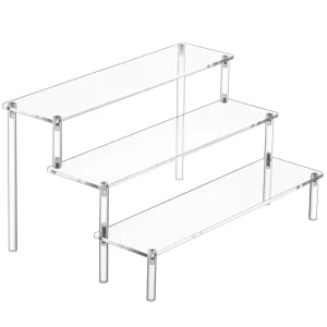 Factory Direct 3 Tier Portable Acrylic Riser Display Shelf Cosmetics Stand for Action Figures Cupcake Dessert Display