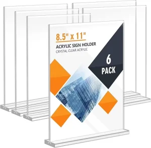Factory Direct A4 Advertising Display Stand Stable for Durable T Shape Acrylic Sign Holder for Tabletop Menu Display