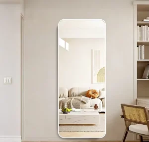 Factory Direct Contemporary Large Square Rounded Corner Aluminum Framed Ultra Clear Glass Mirror Black Gold Silver Floor Wall