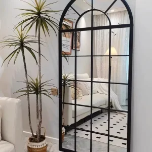 Factory Direct Sale Customized OEM Vanity Wrought Wall Stainless Iron Art Metal Bathroom Hanging Mirror Frame Decor Mirror