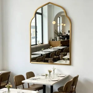 Factory Direct Sale Luxury Metal OEM Wall Hanging Gold Iron Frame Makeup Mirror Iron Art Mirror Entryway Hallway Decoration CE