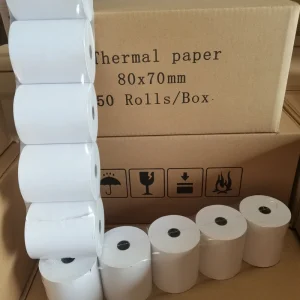 Factory Direct Sale Price Thermal Paper Cashier Paper Roll 55gsm High White Pure Wood Pulp Size 80x70mm Receipt Paper
