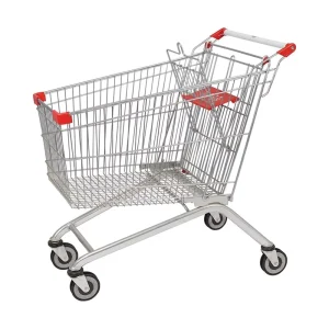 Factory Direct Sales Anti-rust Coating Silent Wheels Metal 80L100L Supermarket Shopping Trolley Cart
