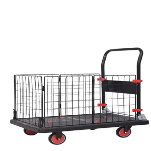 Factory Direct Sales Steel Four-Wheel Hand Truck Trolley Cart Folding Platform for Industrial Storage Shopping OEM Customizable