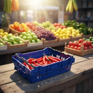 Factory Direct Stackable Nestable Mesh Plastic Fruit & Vegetable Crates with Handles for Agriculture & Retail