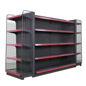 Factory Direct Supply Used Double Sided Supermarket Shelves Medium Duty Gondola Shelving Made of Metallic Material