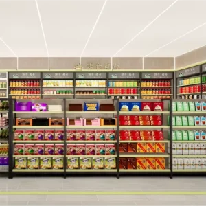 Factory Double Sided Gondola Shelving Easy Installation Metal Retail Display Rack Supermarket Grocery Store Display Rack Cabinet