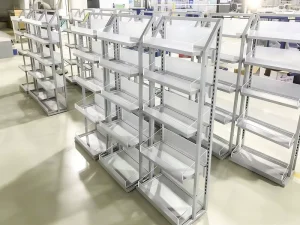 Factory Eco Friendly Cosmetic Display Shelves LED Lit Laminated Finish for Retail Store Interior Design Customizable