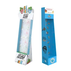 Factory Foldable Cardboard Paper Hooks Retail Floor Display Stand Racks Corrugated Supermarket Display Rack with Hooks
