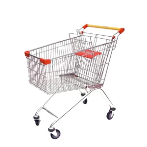 Factory Hand Push Supermarket Metal Trolley Shopping Carts 4 Wheels