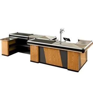 Factory Manufacturer Supplier Supermarket Checkout Counter with Conveyor Belt