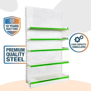 Factory Metal Supermarket Gondola Shelves Single Sided Heavy Duty Retail Display Rack Grocery Store