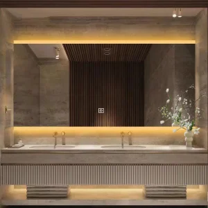 Factory Price Customize Smart Dimmable LED Bathroom Vanity Compact Anti Fog Wall Mirror with Touch Sensor Light Home Hotel CE