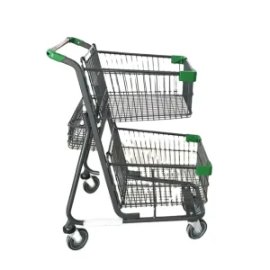 Factory Price Double Basket Metal Shopping Trolleys Carts Supermarket
