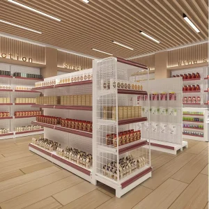 Factory Retail Store Supermarket Shelving Display Gondola Rack Food Supermarket Rack Rack Commercial Rack Shelving With Side Net