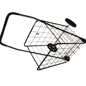 Factory Sales Steel Folding Shopping Cart Trolley Mesh Structure Rolling Utility Cart