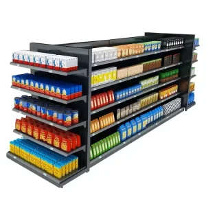 Factory Steel Shelf Stand Rack Retail Store Double Sided Gondola Supermarket Store Fixture Display