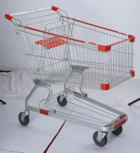 Factory Supermarket Light-Weight Unfolding Shopping Trolley Customized 4-Wheel Zinc Plated Stainless Steel Cart