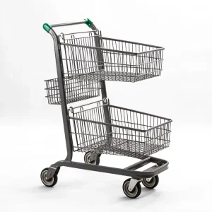 Factory Supermarket Trolley Double Basket Shopping Cart Customized Design
