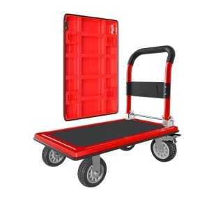 Factory Supply Industrial Hand Cart Platform Trolley Four-Wheel Mesh Folding Steel 500kg Capacity Shopping OEM Supported