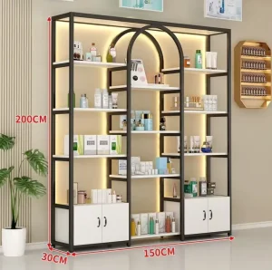 Factory Whose Luxury Beauty Salon Light Display Shelf Cosmetics Nail Skin Care Stand Cabinet Store Display Shelf Storage Rack