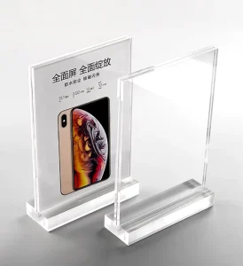 Family Picture T Shape Clear Vertical Table Menu Store Display Acrylic Stand Sign Holder for Desk Calendar