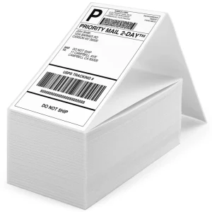 FanFold 100x150mm Thermal Shipping Labels with Barcode and Perforated Edges