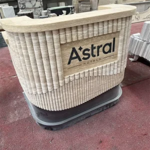 Fashion Boutique Checkout Counter Reception Desk Travertine Green Wood Color Shop Cash Counter Wooden Front Desk Reception Salon