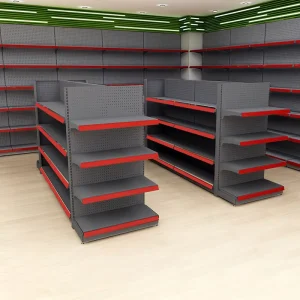 Fashion and Modern Metallic Double Sided Heavy Duty Gondola Used Supermarket Shelf Rack Display Rack