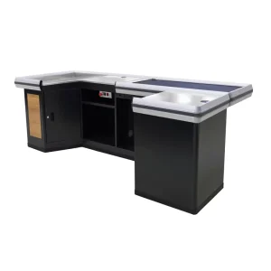 Fast Auto Cashier Counter Stainless Steel Electric Cash Register Supermarket Checkout Counter With Conveyor Belt