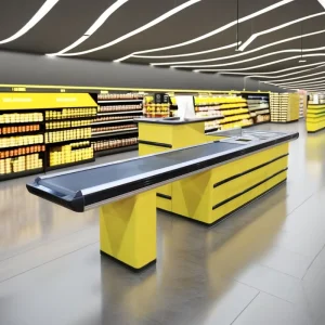 Fast Auto Cashier Counter Stainless Steel Electric Cash Register Supermarket Checkout Counter With Conveyor Belt