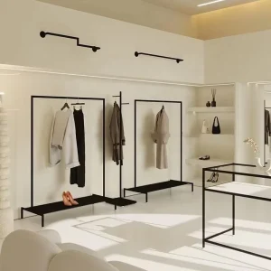 Fixture Boutique Clothes Rack Shop Fitting Black Metal Clothing Stand Modern Design Metal Clothes Rack
