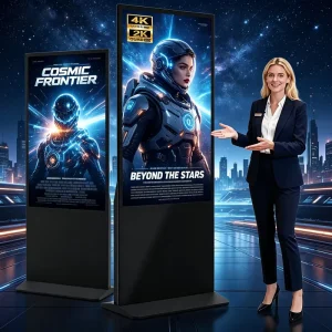 Floor Stand Digital Signage Movable Kiosk Timing Playback For Exhibition Hall Public Guide Advertising Display Device