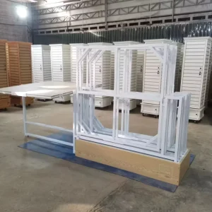 Floor Standing Ceramic Tile Display Rack 1200×1200, Marble Tile Showroom Large Pull-Out Metal Display Stand