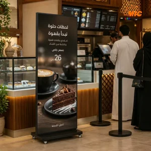 Floor Standing Digital Signage LED Poster Screen for Coffee Shop Menu Promotion Bakery Counter and Dessert