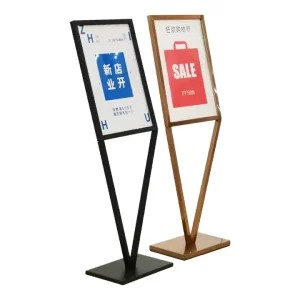 Floor Standing Metal Sign Holder V Shaped Poster Stand