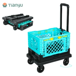 Foldable Box Wheel Cart Box Wheel Trolley Shopping Cart for Store and Luggage Transport