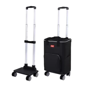 Foldable Folding Aluminum Shopping Trolley Cart with Insulated Bag Luggage Moving Cart Lightweight for Shopping Outdoor Camping