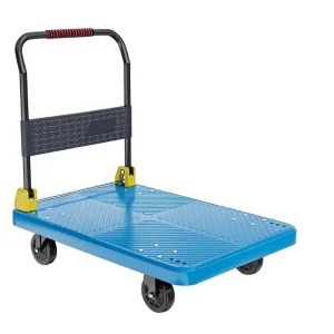Foldable Four Wheel Plastic Shopping Cart Trolley with 300kg Load Capacity Colorful Platform Handcart for Tools OEM