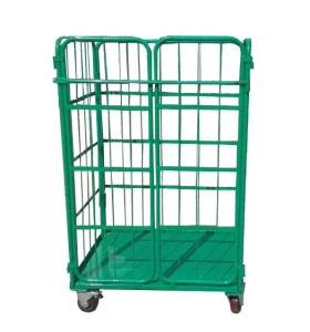 Foldable Logistics Cage Trolley Handling Metal Wire Mesh Picking Trolleys for Warehouse