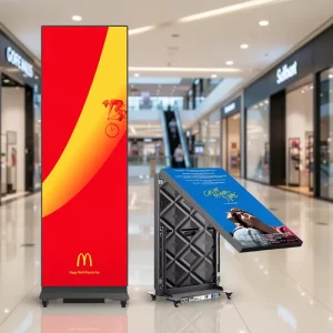 Foldable P2.5 GOB Poster LED Screen HD Display Stand Totem Double sided Free Standing LED Poster Screen for Shopping Mall