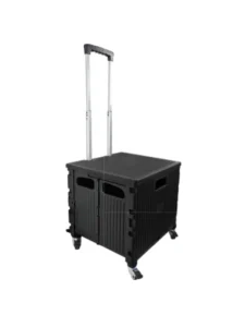Foldable Shopping Cart Box Collapsible Portable Rolling Crate Handcart Shopping Trolley Folding Utility Cart with Silent Wheels