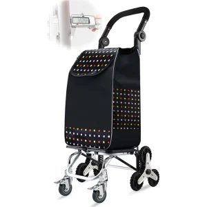 Foldable Shopping Trolley with Stair Climbing Wheels Waterproof and Durable for Seniors Large Capacity