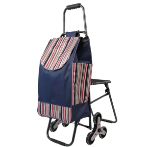 Folding 6 Wheel Shopping Bag Grocery Trolley Cart With Chair