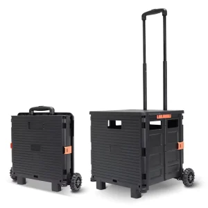 Folding Plastic Trolley Groceries Folding Plastic Trolley Carts Plastic Foldable Shopping Trolley with Wheels
