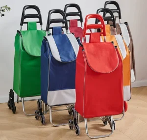 Folding Shopping Cart Aluminum Lightweight Shopping Cart Detachable Bag Stairs Climbing Outdoor Shopping Portable