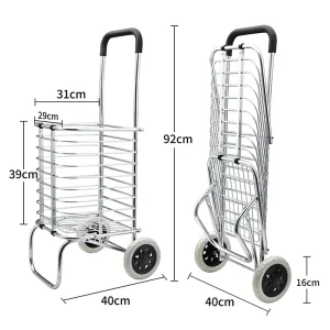 Folding Shopping Cart Trolley 35L Large Capacity Multifunctional Luggage Cart Two-Wheeled Wheels 40KG Capacity Storage OEM Tools