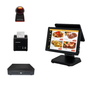 Folding Single Dual Screen POS Payment Machine Checkout Counter with Capacitive Touch Panel Printer 1D/2D Scanner for Restaurant